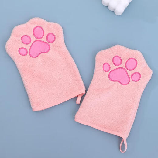 Pet towel glove type dog and cat special quick-drying water-absorbent cleaning towel cat bath towel pet supplies blue pair thickened coral velvet skin-friendly and water-absorbent