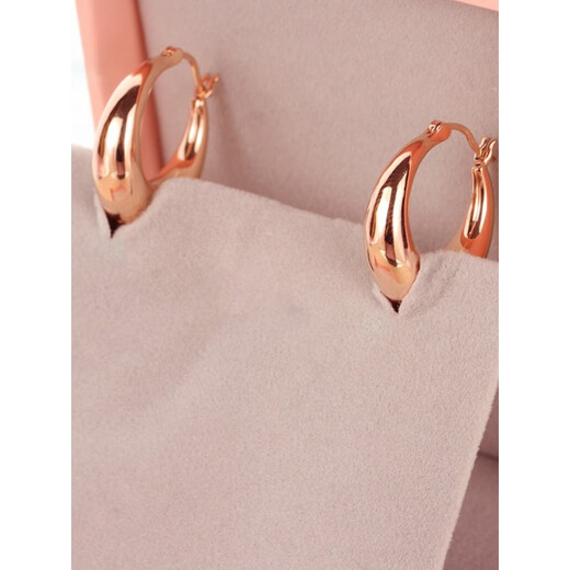 QUAMER585 purple gold earrings plated with 18K color gold glossy round earrings fashionable new ladies glossy earrings (pair of rose gold)