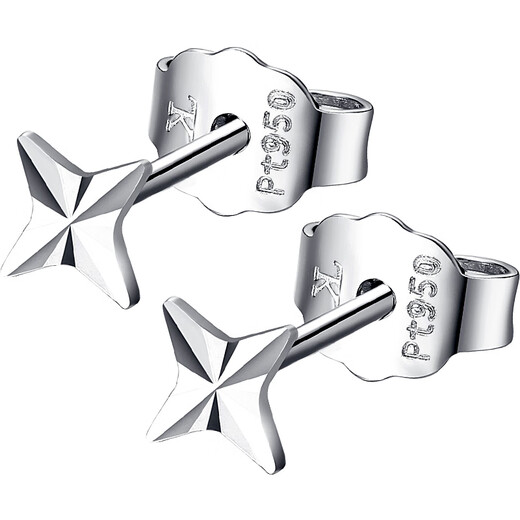 QIANSHU pt950 platinum small earrings for women platinum earrings for men simple fashionable earrings mini star earrings four-pointed star (pair) about 0.8-1.0g