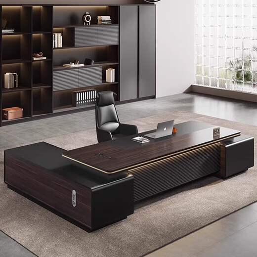 Light luxury boss desk office desk and chair combination simple modern president desk leadership office furniture manager executive desk 2.0m boss table + boss chair + 2.0m bookcase