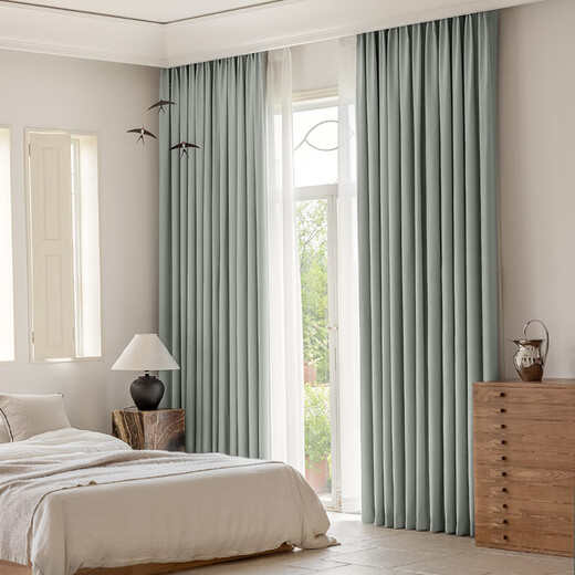 Jueming Elegant Textured Thickened Bedroom Blackout Curtains Taikoo Li 15# Elegant Gray 3.5 wide * 2.7 high 1 piece hook type