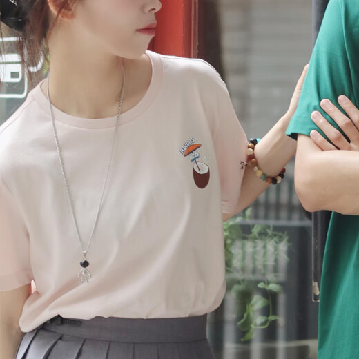 阿迪达斯 （adidas）短袖女夏季纯棉印花休闲可爱粉色T恤 IP3878  XS 75-85斤