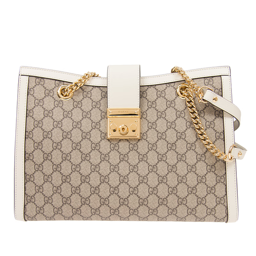 古驰（GUCCI）【618】Padlock系列GG女士单肩包女包 米色/乌木色白边479197KHNKG9761