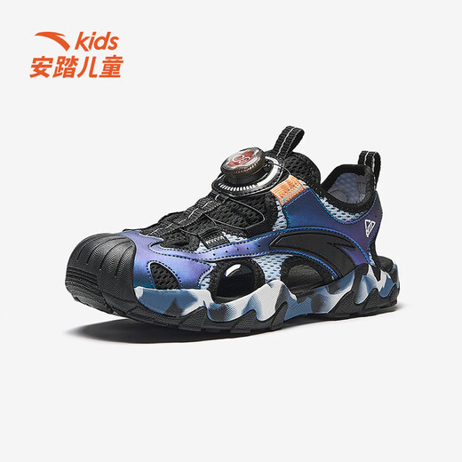 Anta children's sandals for boys and girls summer new non-slip and wear-resistant toe-toe sports shoes outdoor toe-toe non-slip beach shoes dusty blue/black-1 35 size