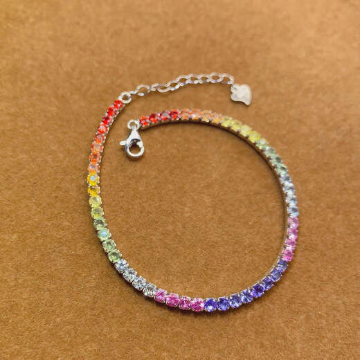 Sen uses natural color sapphire, aquamarine, tanzanite bracelet, 925 silver plated 18K gold crystal, clean multi-treasure gift, color 20cm