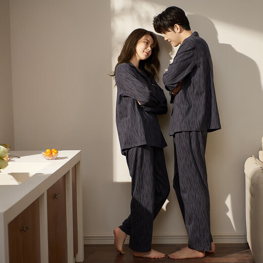 Mrs. Slee Sleep TIGHT couples pajamas spring and autumn women's pure cotton long-sleeved 2025 new light luxury high-end temperament men can wear home clothes M1714-women's M