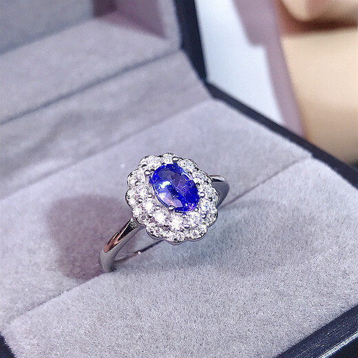 Shaoyu natural tanzanite ring S925 silver inlaid with light luxury texture, classic and generous 5*7mm