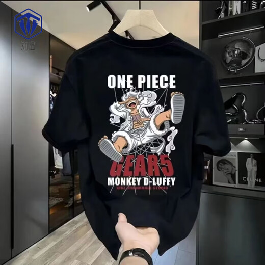 
Zhiwen Japanese One Piece Nikalu Zoroman Surrounding Short-sleeved Men's Autumn Teenager Student Round Neck T-shirt Top Trend V1048 Black M