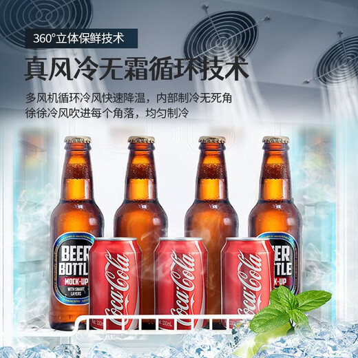 Snowflake large-capacity beverage cabinet commercial freezer direct refrigeration display cabinet wine cabinet pure air-cooled frost-free fresh cabinet supermarket glass door refrigerator vertical beer cabinet large single door丨energy-saving and efficient copper tube丨air direct cooling 2026 new upgrade丨360 cycle rapid cooling