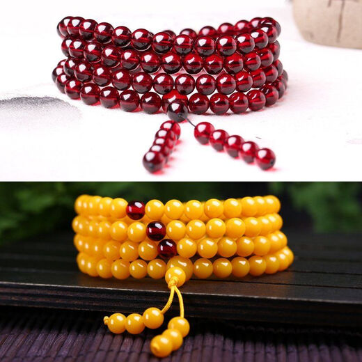 Fat Donglai's same style beeswax bracelet with 108 Buddhist beads, chicken oil yellow old honey, extra large 12mm beeswax with 108 beads per string