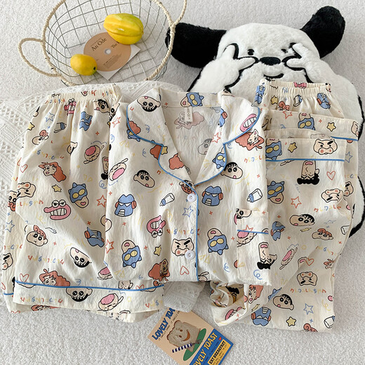 
Jingpufei HelloKitty summer cotton yarn pajamas three-piece set cute short-sleeved home clothes Yunduo Cotton-9905# Black Love Three-piece Set 2XL Women [Suggested 135-160Jin [Jin equals 0.5 kg]]