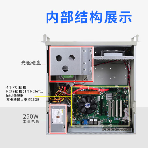 Yanhu Advantech Technology Advantech Industrial Computer Original Genuine IPC-510/610L Rack-mounted Chassis 4U Industrial Computer Server Supports XP System Expandable Multiple Serial Ports Advantech IPC-610L Upgrade Customized Deposit Consult Customer Service