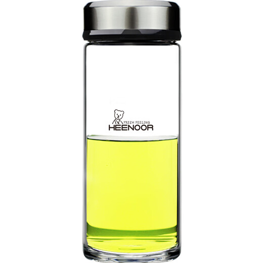 Heenoor glass single-layer thickened portable large-capacity tea cup men's car business cup with filter XN-9007 6191-upgraded bear-410ml_with filter
