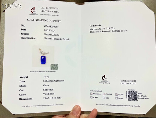 Weici 20 carat natural plain tanzanite brooch pendant with bird on stone shape royal blue micro cotton 18K gold set with diamonds