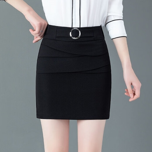 S.SOFEA high waist short skirt makes you look slim and versatile professional black black 9906 2XL 120-130Jin [Jin equals 0.5 kg]