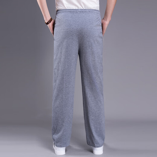 Autumn E family autumn and winter middle-aged and elderly cotton elastic knitted sweatpants men's high-waisted straight loose casual sports pants men's trousers spring and autumn thick navy blue XL