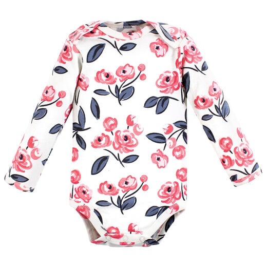 Touched by Nature Unisex Baby Organic Cotton Long Sleeve Bodysuit Bubblegum Floral 9-12 Months