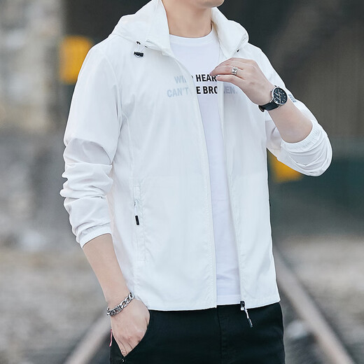 Jiaoxia Forest 2025 Summer New Sun Protection Clothes Men's Skin Clothing Breathable Ultra-Thin Hooded Jacket Men's Outdoor Sports Fishing Clothing 2297 Light Gray L