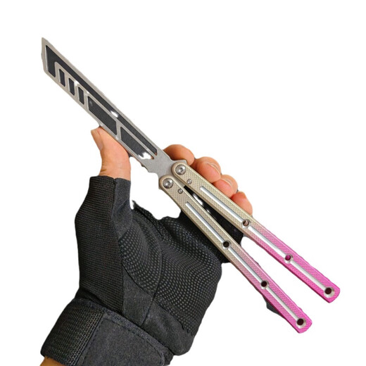 Kraken Butterfly Knife v3 Practice Knife Unedged Anti-Slip Integrated Aluminum Handle TITUS Butterfly Folding Knife Static Model Kraken Square Head Dark Blue and White Two-Color Accessories