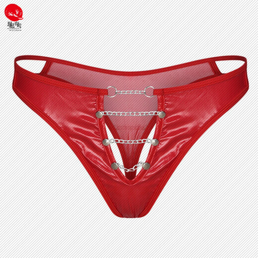 
Siluan 2025 men's bright colors leather PU underwear sexy thong men's imitation leather hollowed-out men's stage performance T-trousers red ones (95-150Jin[Jin equals 0.5 kg])