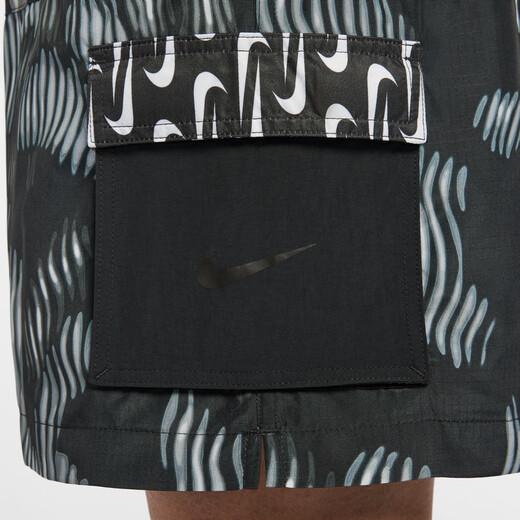 耐克男子沙滩短裤拼接舒适拉链口袋运动裤NIKE SWIM FZ7373 034黑/白/浅烟灰/黑 S