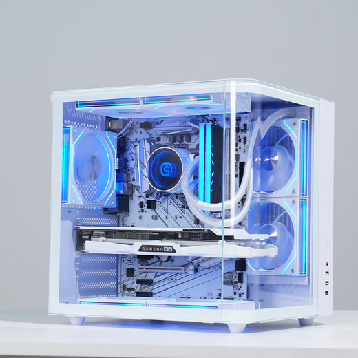 Shuoyi Kunpeng CH2+ CH3+ Desktop-Computer ATX-Hauptgehäuse, weiße Seite, transparentes gebogenes Glas, Meerblick, Raum, kleine Größe, Gehäusegehäuse, Spiel, E-Sport, 240 Wasserkühlung, gebogenes Glas, Kunpeng CH2+ weiß