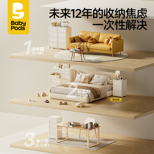 Babypods bedside table children's storage drawer cabinet baby toy storage cabinet bedroom bedside drawer baby products storage versatile storage 3-layer single cabinet