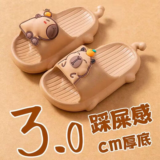 Mao Mao Bear Kapibala Children's Slippers Boys Summer Boys Indoor Home Non-slip Soft Soled Girls Slippers Brown 28-29 Inner Length 19cm Suitable for Feet Length 18cm
