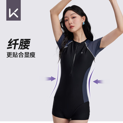 Keep swimsuit for women one-piece flat corner swimming pool special belly-covering and slimming high-end swimsuit Black three-piece set 2XL