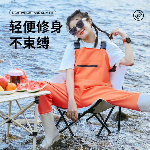 Fan Shengyu waders women's sea-going equipment adult half-length wading suit waterproof rain pants with rain boots one-piece full-body rain trousers women's waders orange 38-39