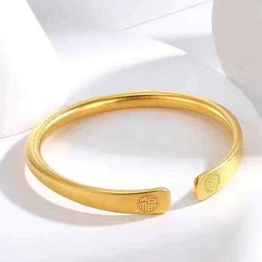 QUAMER 18k golden ancient method inheritance double blessing character element circle open bracelet new Chinese style national trend style blessing double blessing open bracelet gift box