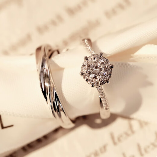 Jingxiang simulated fake diamond ring for a couple, wedding ring, live mouth, adjustable ring, proposal, wedding ceremony, wedding ceremony props, beloved star woven style couple ring, free ring box, live mouth/adjustable size