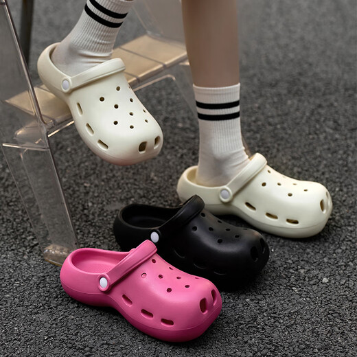 猫人儿童洞洞鞋女夏季海边沙滩凉鞋户外防滑增高厚底休闲鞋男2025新款 白色 37 【36/37通码】