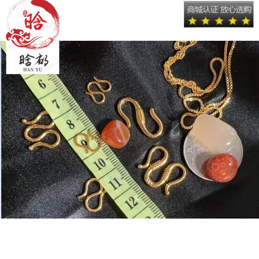 Shantou Lincun A18k gold buckle head necklace button connector bracelet buckle gold buckle live mouth pendant m buckle gold-plated accessories melon seed buckle small size 6mm long