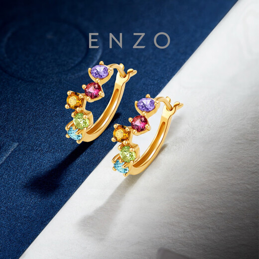 Chow Tai Fook ENZO Rainbow 18K gold colorful gemstone earrings for women EZV8891