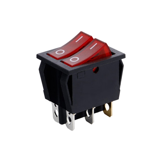 Tianshili double ship type switch with light industrial equipment power button switch rocker switch electric heater switch red six-pin with light-double (5 pieces)