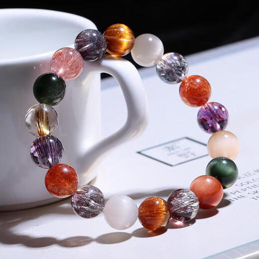 Eternal Symbol Brand Crystal Duobao Bracelet Single Bead Bracelet Seven Gold Strawberry Copper Hair Black Hair Silver Titanium Titanium Crystal Gift for Men and Women Five Elements Customized Duobao Bracelet