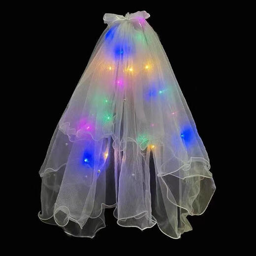 Fat Donglai's same style DL 1998 veil with luminous proposal for kindergarten March 8th Goddess Day event props Li Yitong's same style veil, about 75CM long, 60cm-80cm