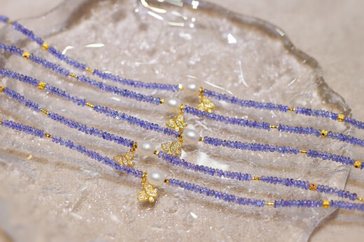 Shengbei original design natural sapphire tanzanite faceted necklace clavicle chain with freshwater pearl fairy style