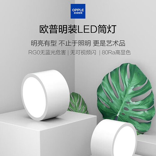 OPPLE High Color Rendering Aluminum LED Downlight Ra80 Ceiling Light Living Room Ceiling Light Downlight Platinum Diamond IV Surface Mounted No-Punch Downlight 9W-4000K-E3-White