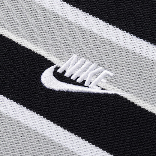 NIKE T-Shirt Herren 2025 Sommer Herren Kurzarm Revers POLO Shirt Atmungsaktiv Lässig Tennis Weiß Baumwolle Kurzarm Herren FN3897-010 Schwarz/Weiß Streifen M