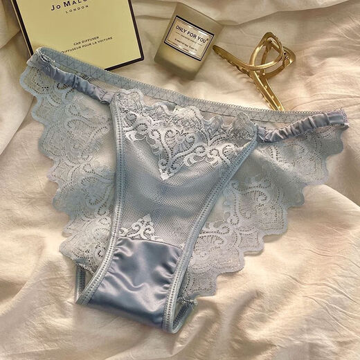 纯欲透明性感蕾丝内裤女舒适无痕细带款透气抗菌纯棉裆低腰三角裤 粉色*6198* 1条