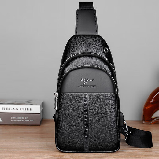 
Kangaroo men's crossbody chest bag genuine leather men's head layer cowhide leather one-shoulder leather bag men's ins small cross bag boy's chest bag brown 7029 real leather