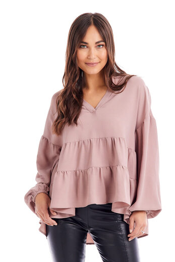 Mud Pie Women's Orleans Ruffle Top Blush Large