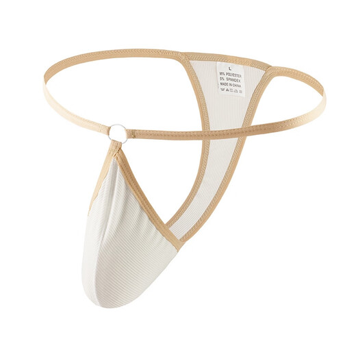 Summer new style hoop men's underwear thong solid color ice silk thread underwear men's breathable thong underwear for men white M2 feet-2 feet 2