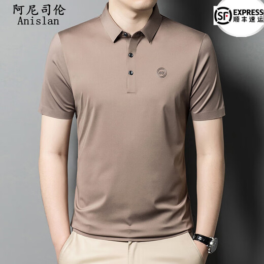 阿尼司伦贵族高端无痕短袖polo衫男夏季薄款纯色亲肤透气百搭上衣t恤男 9859浅绿 2XL 185码【建议165-179斤】