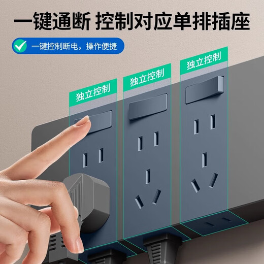 奥多朗扩展插座带线插排转换器大功率插板排插多功能接线板拓展式插座 白色右接线-三开21孔扩展插座