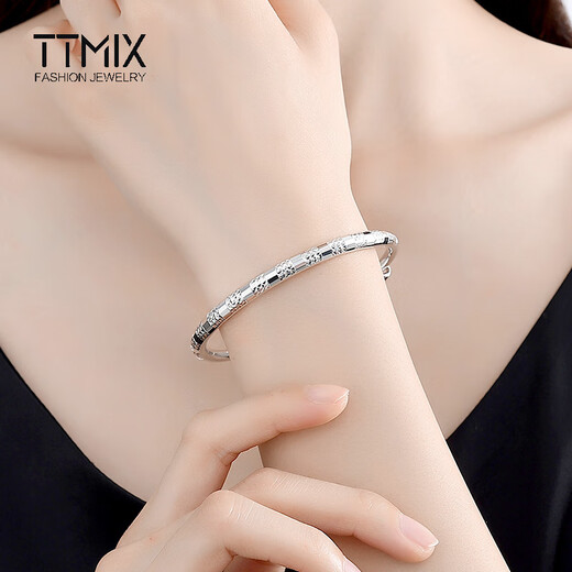 TTMIX round push-pull platinum bracelet for women pt950 platinum round bracelet fashion car flower room glossy bracelet weight 20.45g width 4.4mm