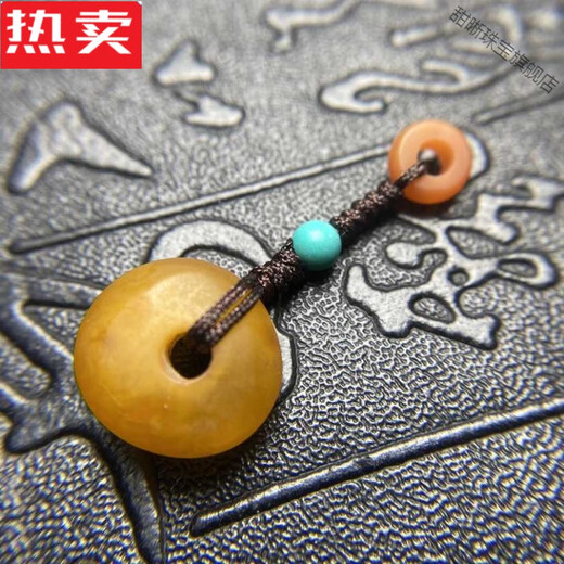 Tianxi Hong Kong y Macao luz de lujo de alta calidad cera de abejas piedra cruda hebilla de seguridad tibetana colgante lateral accesorios colgante piedra turquesa roja del sur capital mineral crudo 1047 turquesa colgante lateral pequeño