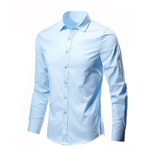 Spring and Autumn Men's Long Sleeve White Shirt Business Professional Clothes Working Suit Shirt Wedding Summer Blue and Black Top White X09 Top Pies XL